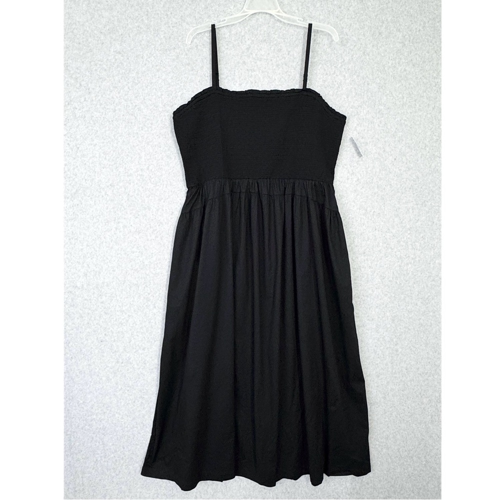 Old Navy Dress Womens XXL Tall Black Fit & Flare Smocked Midi Cami Dress Boho